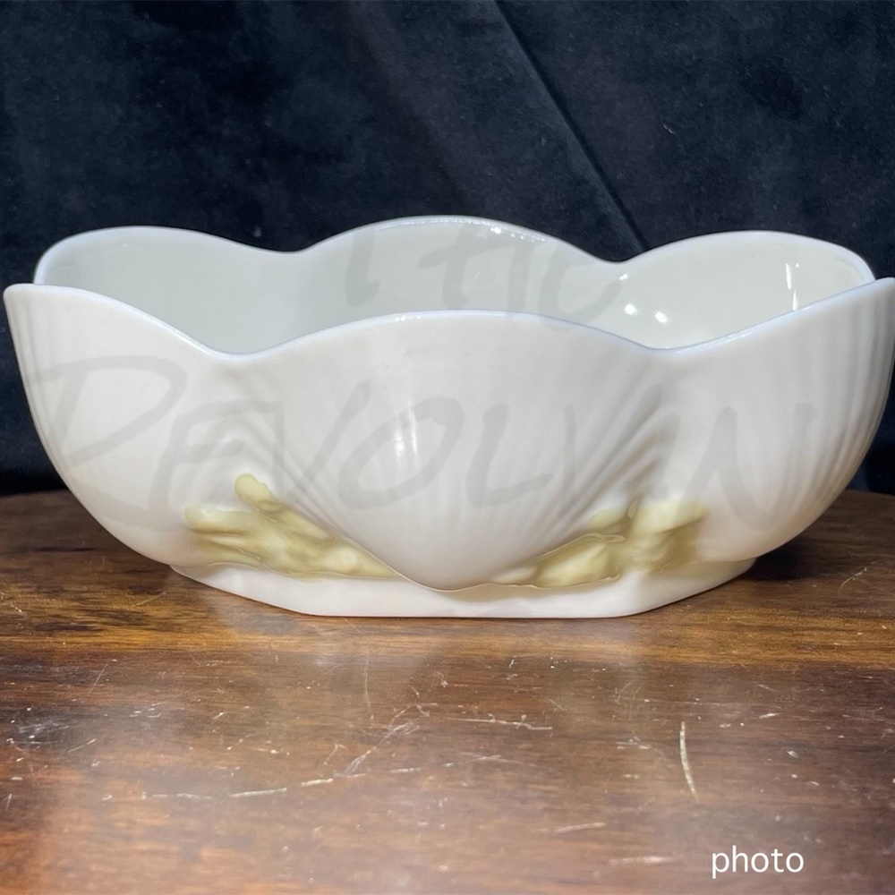 Belleek Porcelain 5” Ivory Shell Bon Bon Dish 7th Mark 1980-1993